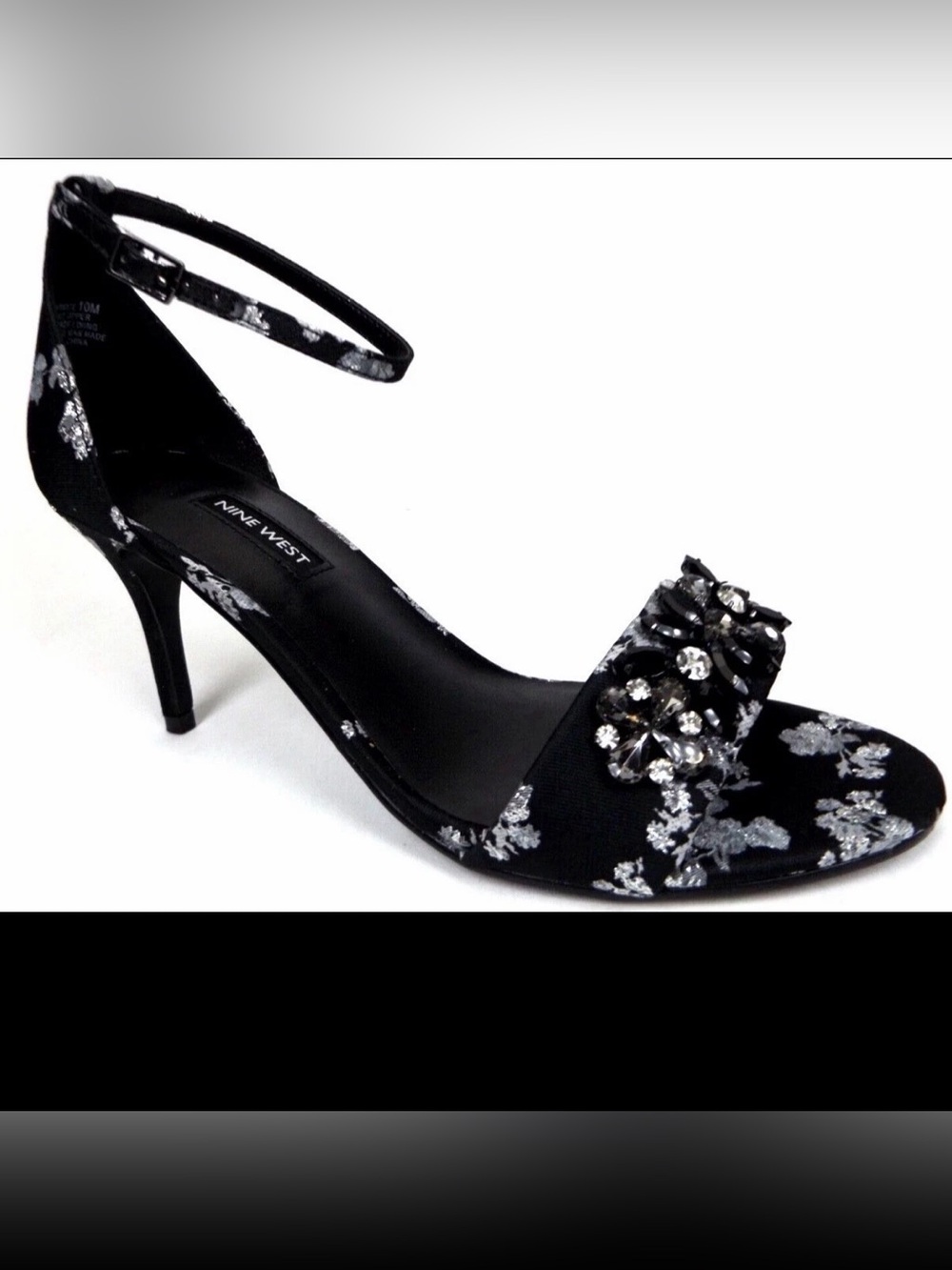 Nine West Women's Intimate Heeled Dress Sandals Size 10 M, Black Fabric